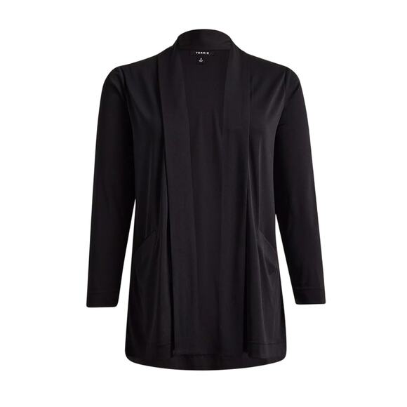torrid Sweaters - Torrid Crepe Open Front Cardigan – Black – Size 5XL